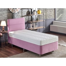 Nironyatak Niron Pinky Tek Kişilik Yatak Seti - Pembe Kumaş Baza, Başlık Ve