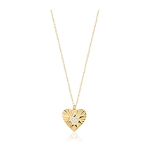 Zirkon Taşlı Altın Kaplamalı Kalp Gümüş Kolye Gold - Rose Gold - Gümüş