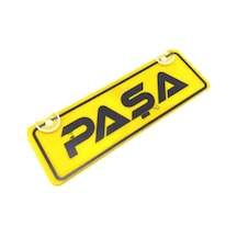 Paşa Yazılı Sarı Dekor Plaka Vantuzlu Cam Süsü