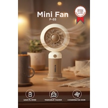 Şarjlı El Vantilatörü Telefon Standlı 3 Kademeli Masaüstü Taşınabilir Fan F55 Kahverengi