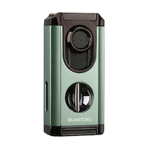 Quantoro 3 Torch Pürmüz V-cut Yeşil Metal Puro Çakmağı - Trz1175