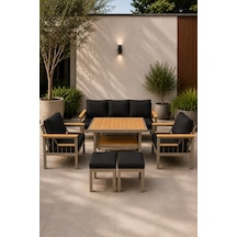 Sole Serisi Balkon Takımı, 3-1-1 Cappuccino Bahçe Takımı, 3'lü Koltuk 70x180, 2 Tekli Koltuk 70x70, Masa 70x110, 2 Puf Antrasit