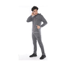 Erkek Spor Slimfit Kalıp, Baskı Detaylı, Kapşonlu, 4 Cepli,4 Mevsim G3-siyah Eşofman Takımı-3654 - M Koyu Gri - Siyah