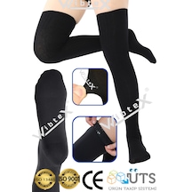 Wibtex Diz Üstü Varis Çorabı Kapalı Burun Siyah Renk