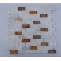 3 Mix Traverten Patlatma Mermer Tv Ünitesi Arkası Kaplama Taşı