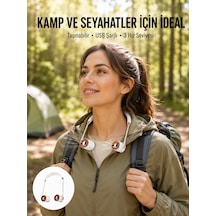 Asılabilir Mini Boyun Fanı 1000mah Şarjlı, Turbo Güçlü Rüzgar Yeni Nesil - Lisinya