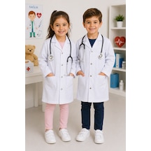 Lalvera Kız Erkek Cocuk Doktor Önlüğü, Laboratuvar Öğretmen Kıyafeti Kostümü - Çocuk Hemşire Önlük Beyaz