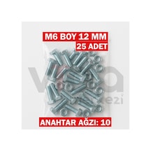 M6x12 Altı Köşe Cıvata + Somun Takımı Çinko Kaplı 25 Adet Takım 1