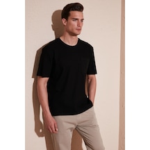 Buratti Pamuklu Rahat Kesim Tek Cepli Bisiklet Yaka Erkek T Shirt 5902642 Siyah