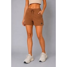 Efnaz Style Dokuma Kumaş Cepli Bağcıklı Regular Fit Yazlık Şort - Kahverengi