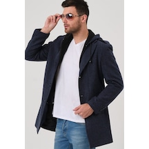 Plt8406 Dewberry Erkek Palto-Desenli Mavi-Desenli Mavi