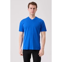 Galanthus V Yaka T-shirt - Nefes Alabilir, Rahat Ve Sade Tasarım Saxmavi