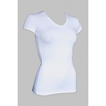 Malabadi 145 Kadın Modal V Yaka T-shirt & Body Beyaz