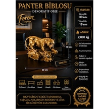 Dekor Panter Biblosu Gold Dekoratif Heykel Salon Ofis Konsol Tv Ünitesi Kitaplık Masa Üstü Dekorasyonu Ev Dekorasyon Aksesuarı Modern Lüks Biblo Polyester 30x18 Cm Altın
