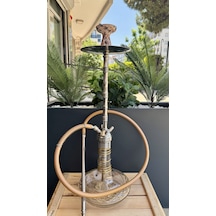 Sigor Çelik Nargile Takımı Çanta Lüle Maşa Dahildir /dip Dekor Gold