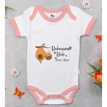 Bitmeyenkartus Bk Kids Kişiye Özel Pembe Bebek Body Zıbın - Model 13 Çok Renkli