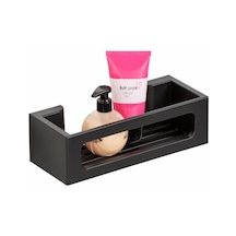 Siyah Yapışkanlı Plastik Banyo Organizer Rafı