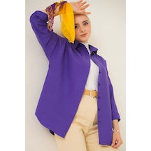 Bigdart 103901 Oversize Basic Tesettür Gömlek - Mor 001