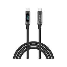 S-link Armor Led Lcc-0100 100w 1m Type-c To Type-c Pd Örgülü Led Başlıklı Siyah Hızlı Şarj Kablosu