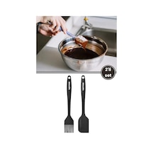 Silicolife Spatula Ve Fırça Seti, Isıya Dayanıklı Yanmaz Yapışmaz Silikon Spatula Ve Yumurta Fırçası 2 Li Set Siyah