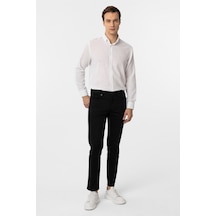 Süvari Siyah Slim Fit 5 Cep Kalıp Armürlü Kanvas Pantolon-35421 Siyah