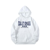 Calif Ornia 1776 Sweatshirt - Beyaaz Baskılı Oversize Kapüşonlu Beyaz