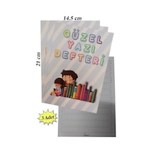 Güzel Yazı Defteri Küçük Boy 14,5x21 Cm 24 Yaprak 3 Adet Klavuzlu Standart Çizgili Yazı Defteri Dik Temel Harflerle 1. Sınıf