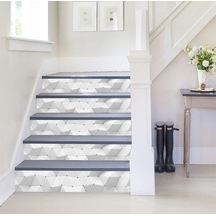 Merdiven Sticker Folyo Kaplama 18x120 Cm 5 Adet Beyaz Üçgen Geometrik