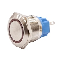 Motorobit 22B-P1Z-E 22Mm Düz Anahtarlı Işıklı Metal Buton - Kırmızı