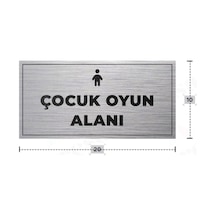 Çocuk Oyun Alanı Yazılı - Metal - Gümüş Renk - Kapı İsimliği - 20x10 Cm
