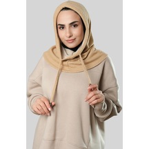 Hürrem Bone Bej Bağcıklı Peluş Salaş Balaklava Boyunluklu Bere Jakar Düz 2328 12 Bej