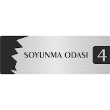Metal Departman Kapı İsimliği, Yönlendirme Levhası Soyunma Odası 4 5x20 Cm Gümüş Renk