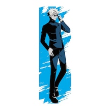 Anime-jujutsu Kaisen - Gojo Satoru Mavi Fonlu Desenli Sarılma Yastığı Kılıfı Mavi
