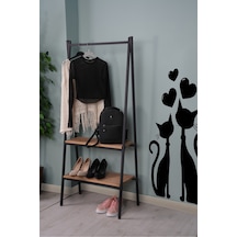 Yeşim 2 Raflı Metal Giysi Askılık Siyah