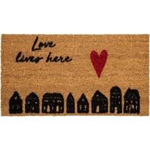 Gizz Home Koko Kalpli Evler Desenli Kapı Paspası - Bej - 35x60 Cm Çok Renkli