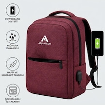 Veraura Lifestyle Bordo Laptop Sırt Çantası, Bilgisayar Korumalı İç Bölmeli Notebook Çantası, Organizer Cepli Ve Usb Şarj Portlu
