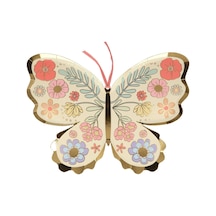 Meri Meri - Floral Butterfly Plates - Çiçekli Kelebek Tabak - 8'li