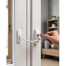 Pencere Güvenlik Kilidi Kablolu Anahtarlı Beyaz 1 Adet Belirtilmemiş