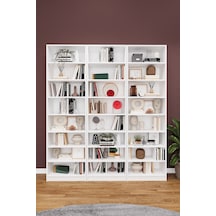 Lüks 24 Raf Ayarlanabilir Ev Ofis Kitaplık %100 MDF Dekoratif Kütüphane Kitaplık K20