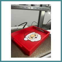 Trendexa 3d Baskı Noel Baba Formlu Yılbaşı Servis Tepsisi Dekoratif Sunum Tabağı Mac Çok Renkli