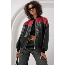 Bigdart 0698 Baskılı Suni Deri Bomber Ceket - Bordo