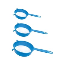 3 Adet Süt Süzgeci - Un Makarna-pirinç Yıkama Süzgeci Plastik Mavi Diğer
