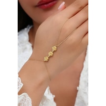 18k Altın Kaplamalı 925 Ayar Gümüş Sıra Güller Şahmeran - 45103702 Altın