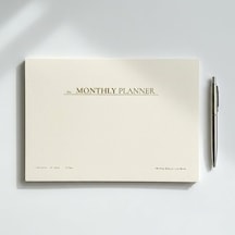 /paperto. Tarihsiz Aylık Planlayıcı, 29,7 21 Cm, 32 Sayfa, 110 Gr Ivory Kağıt, Krem Kapak, Aylık Plan Defteri İngilizce Çok Renkli