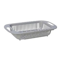 Pazly Gri Geri Çekilebilir Drenaj Rafı - Mutfak Sepeti - Sebze & Alet Saklama - Kolay Temizlenir Plastik Raf Gri