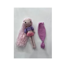 Amigurumi Deniz Kızı Bebek El Yapımı Örgü Oyuncak 36 Cm Çocuk Odası Hediyesi Pembe
