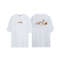 Thewert Unisex Egg Stages Ovolution Ön Arka Baskılı Beyaz Oversize T-shirt