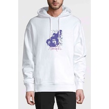 Jımı Hendrıx Purple Haze Baskılı Beyaz Erkek Kapşonlu Sweatshirt