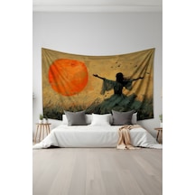 Gün Batımında Özgürlük Desenli Duvar Halısı Duvar Örtüsü Tapestry Süet Dokulu Kumaş