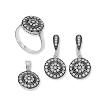Gümüş Elmas Modeli Bayan Set Set48138259 Gümüş